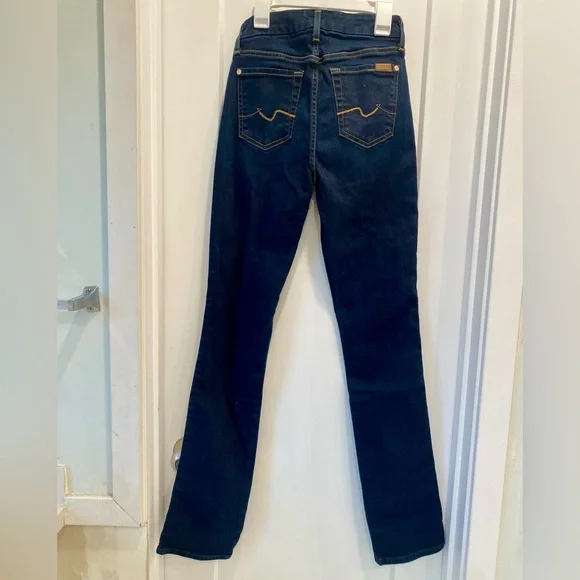 7 For All Mankind Dark Indigo Straight Leg Jeans - Picture 2 of 10